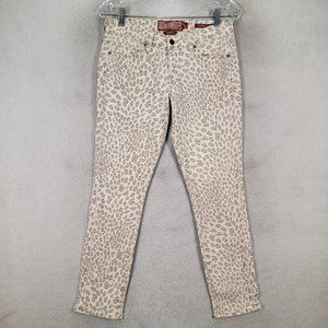 Y2K Lucky Legend Ivory Leopard Denim Stretch Low Rise Legend Capri Jeans